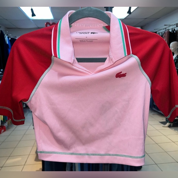 Lacoste women cropped activewear top size M no tags. Please read description. - Picture 1 of 6
